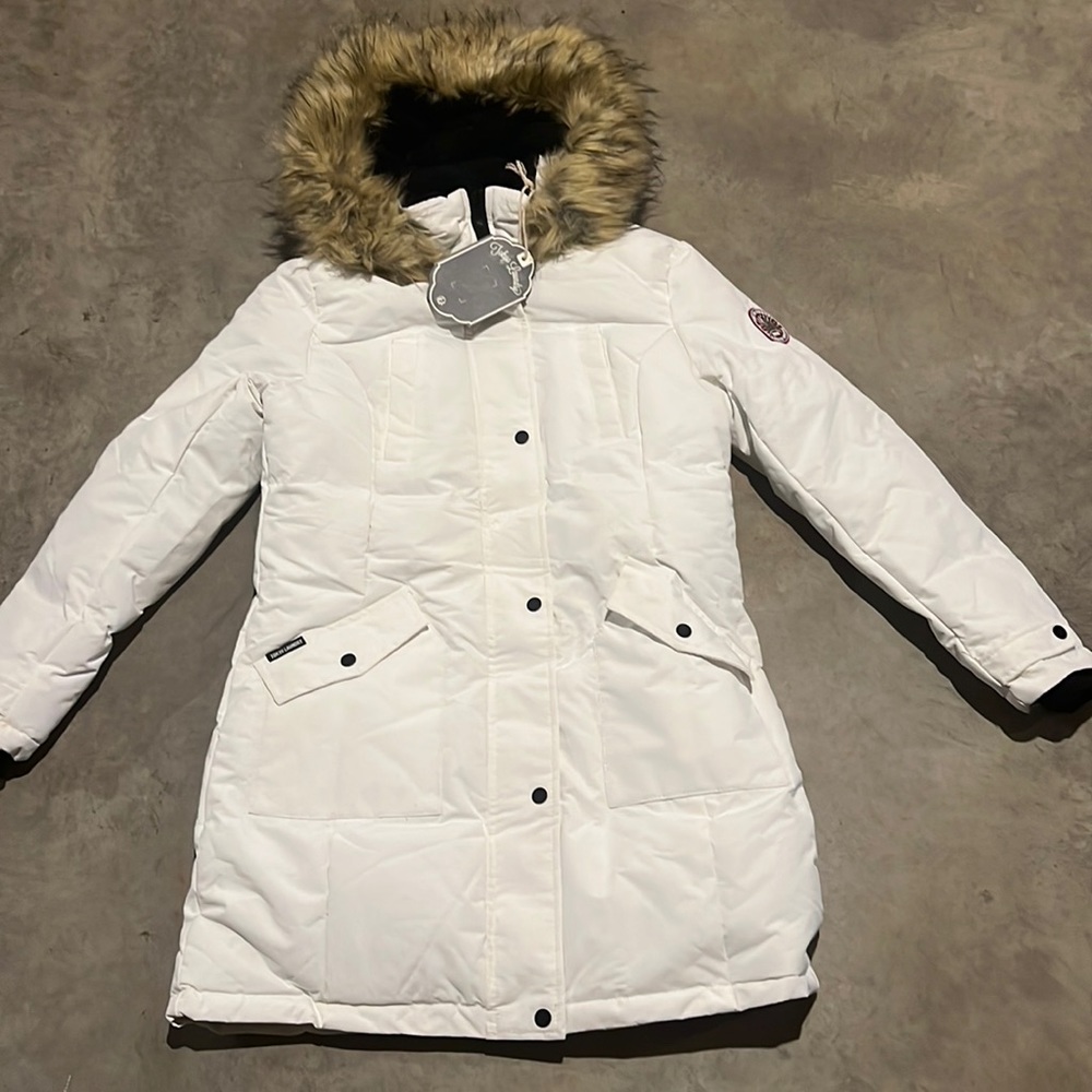Tokyo Laundry White Hooded Puffer Coat (Size M) - Women |